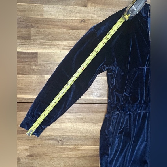Fabletics Dark Navy Blue Zipper Front Wide Leg Velour Jumpsuit Size XXL - Picture 8 of 14